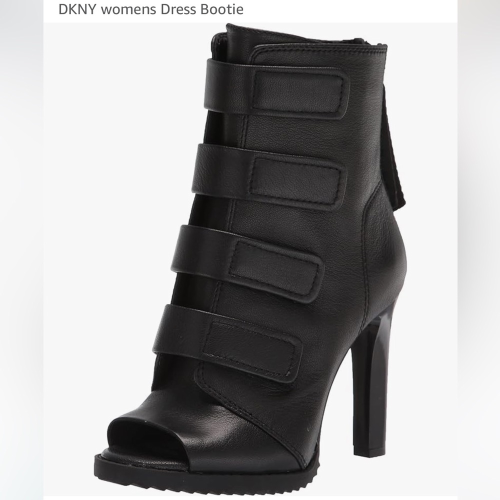DKNY Black Strappy Heeled Boots